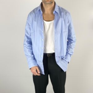 CAMICIA CELESTE A RIGHE BIANCHE SELECTED