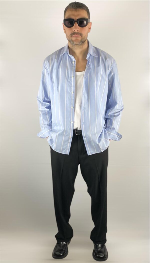 CAMICIA SELECTED CELESTE A STRISCIE