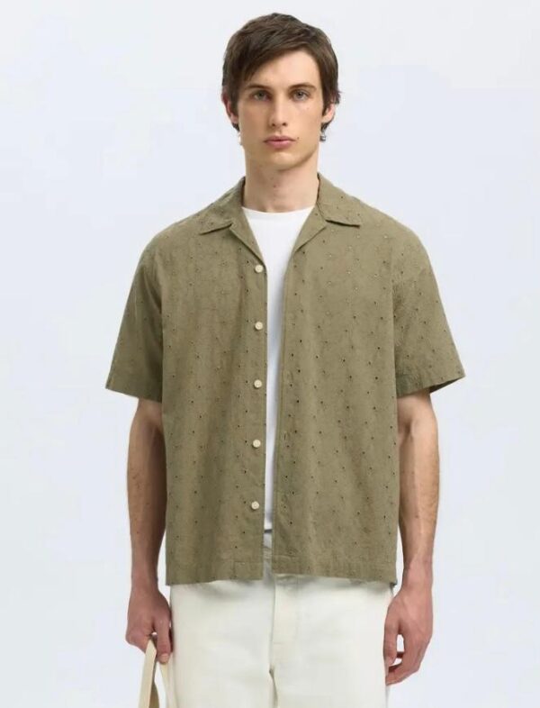 CAMICIA SELECTED VERDE CON RICAMI