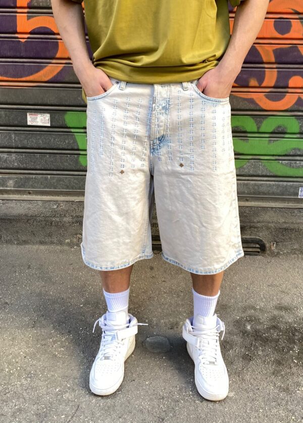 SHORT JEANS DO NOT CONFORM RICAMI A CROCE