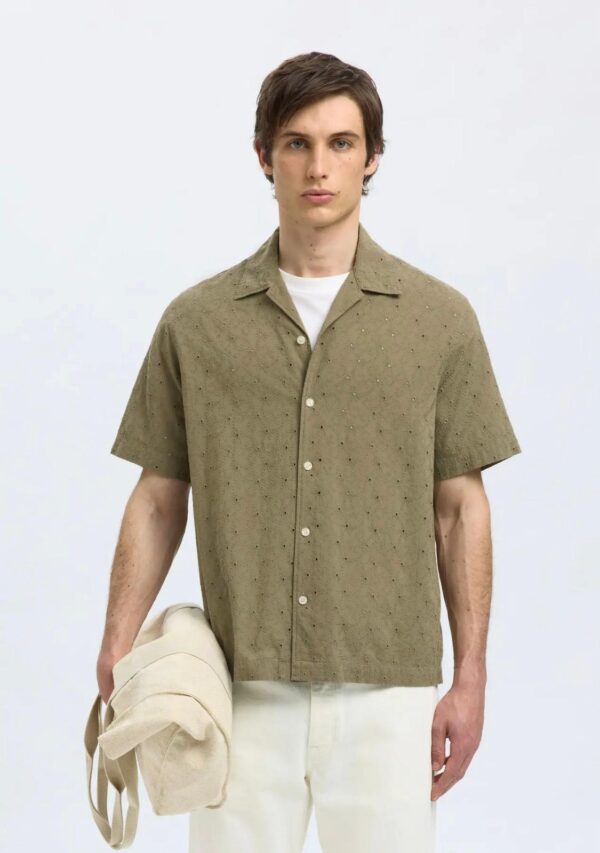 CAMICIA SELECTED VERDE CON RICAMI - immagine 2