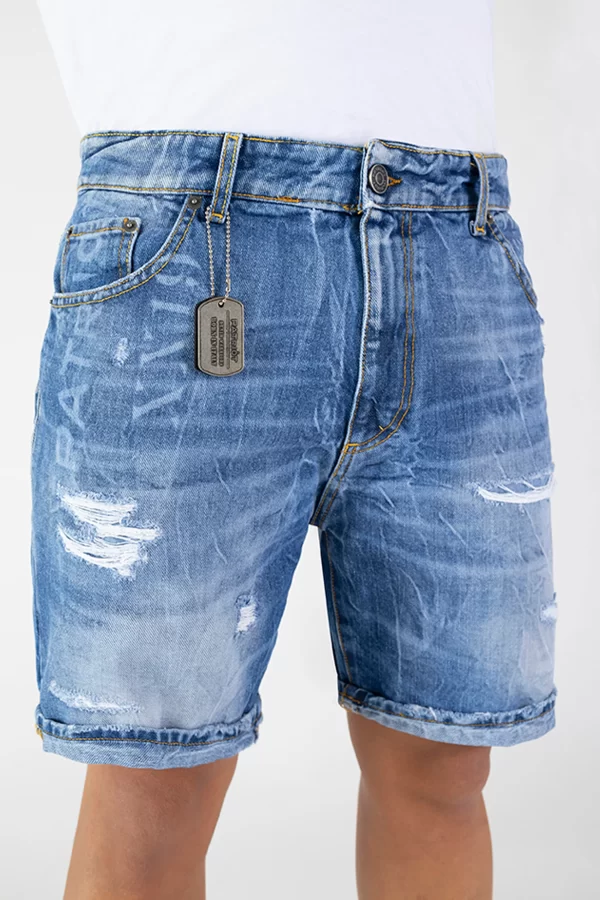 SHORT JEANS PATRIòT SCRITTE LASER - immagine 2