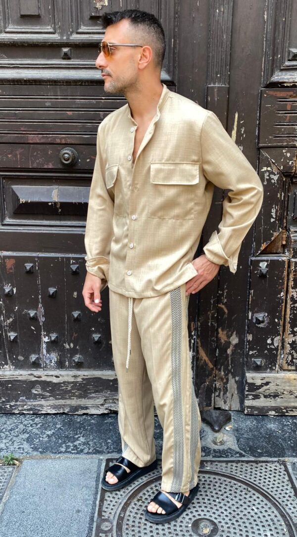 CAMICIA TASCONI LINO +PANTALACCIO LINO BANDA LATERALE 2.0 - immagine 2