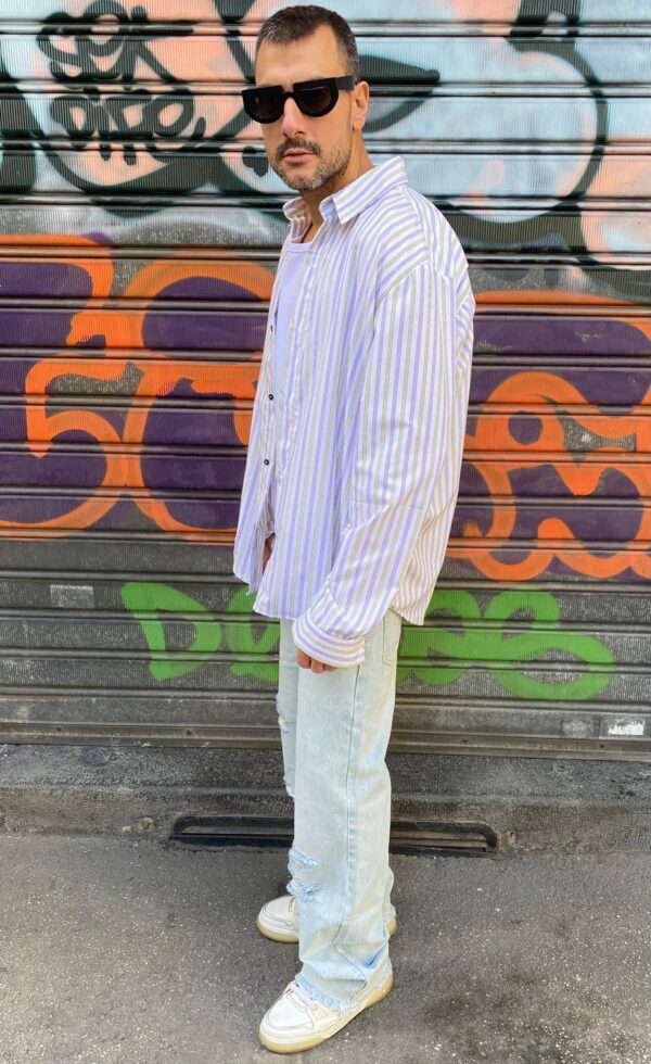 CAMICIA OVER  RIGHE BLACK CIRCUS - immagine 3
