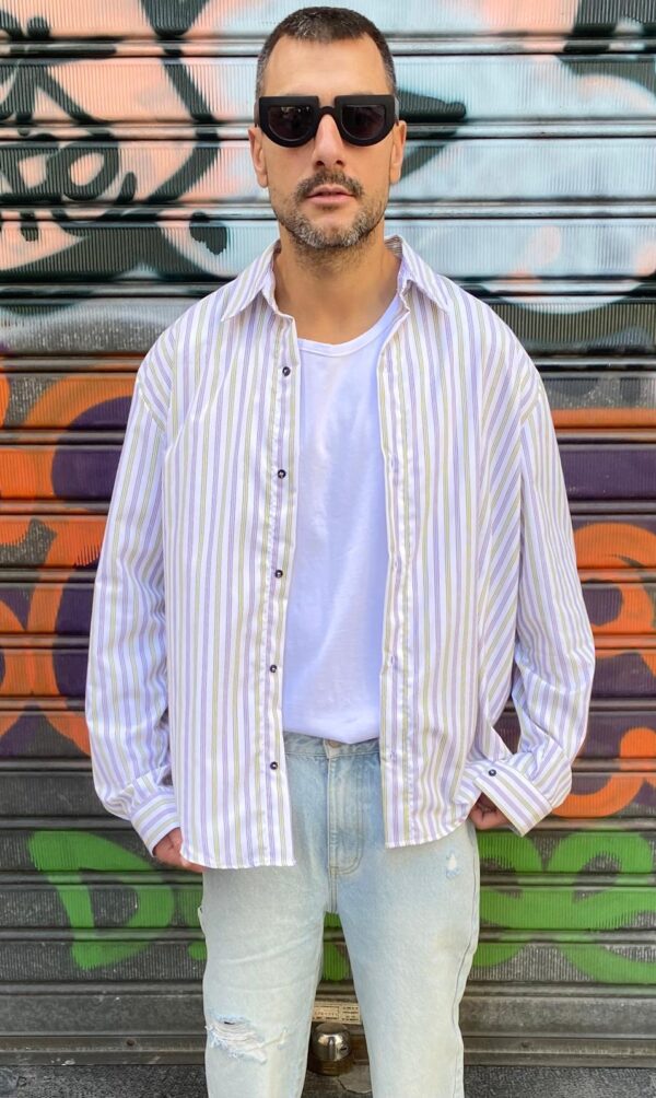CAMICIA OVER  RIGHE BLACK CIRCUS - immagine 2